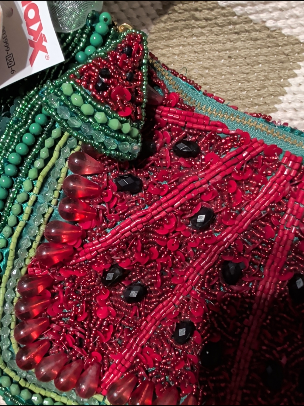 Viral Beaded Watermelon Mini Shoulder Bag - Red & Green Nwt - Picture 2 of 4